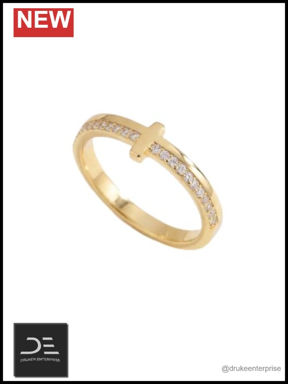 Mint & Lily Gold Cross Ring Stacking Band 18K Gold Cubic Zirconia